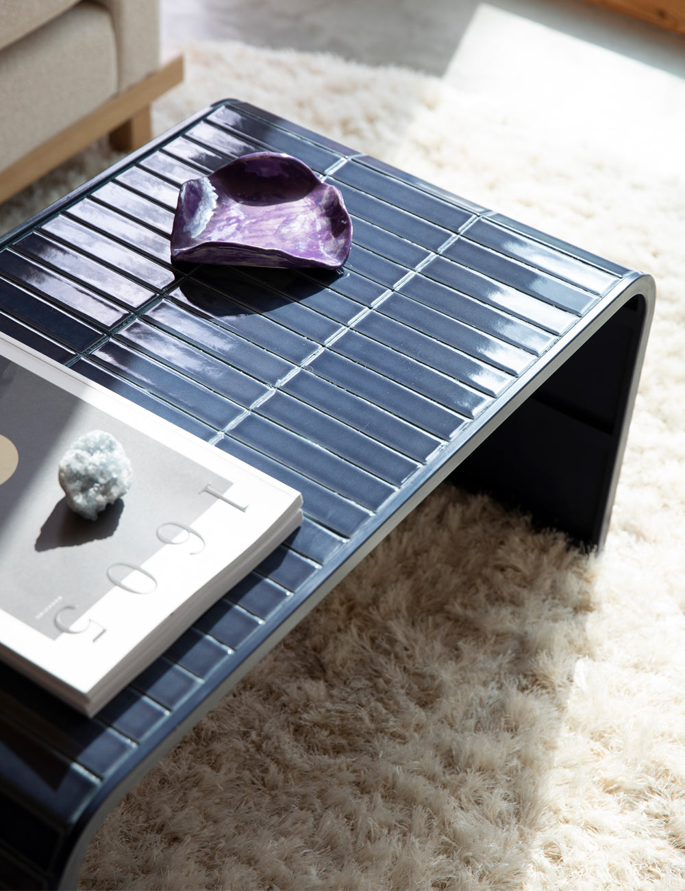 RikRak coffee table with Blue Tiles