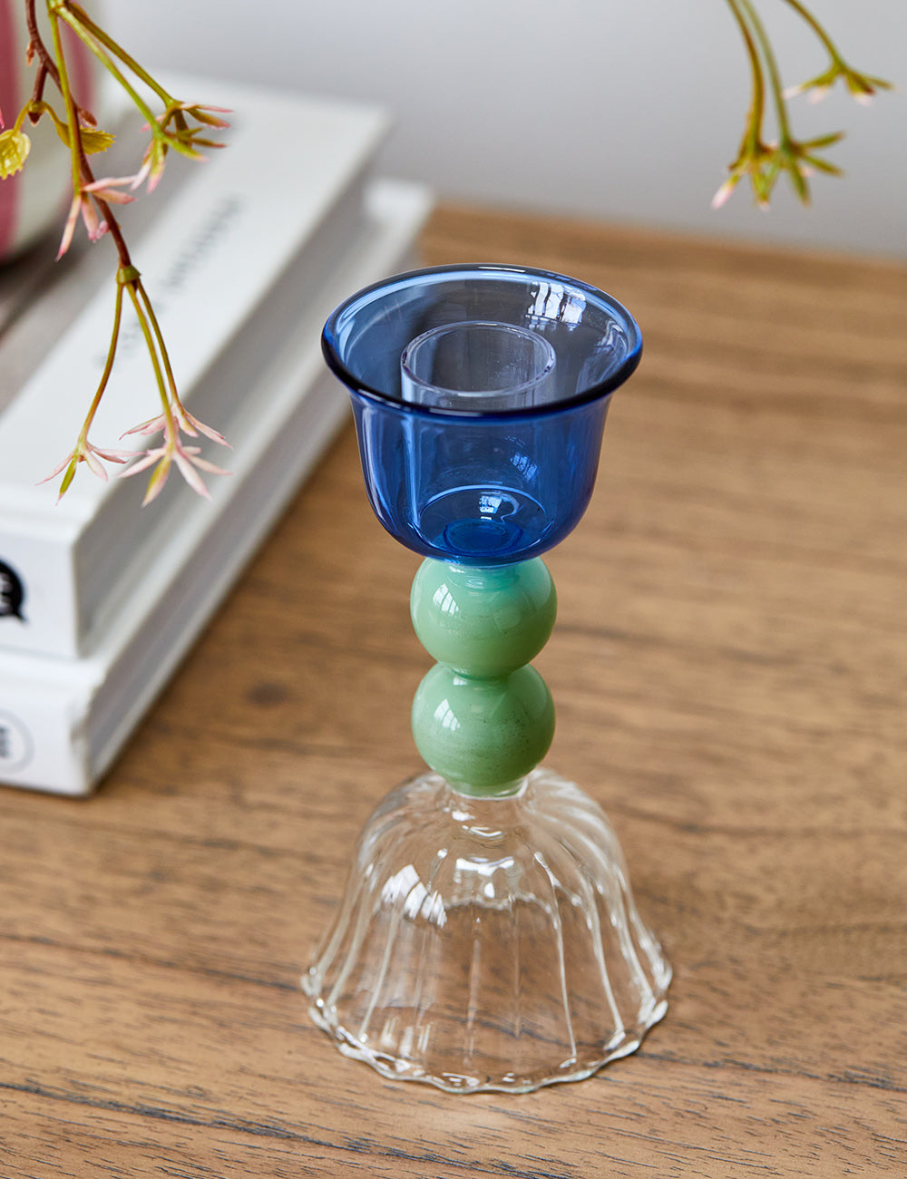 Blue & Green Glass Candle Holder