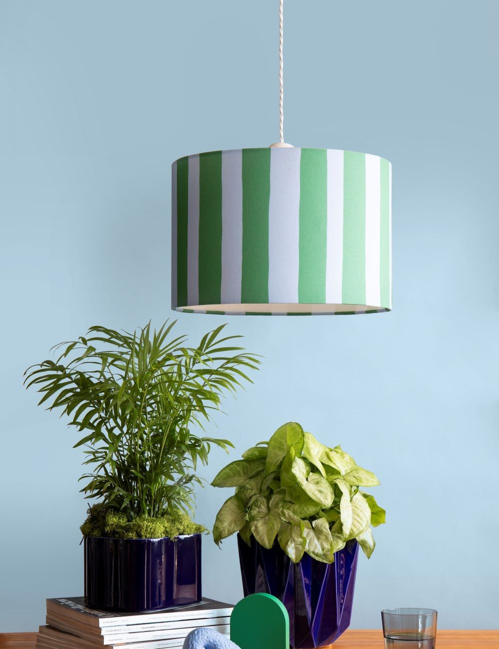 Houseof Blue stripes print lamp shade Blue & Green