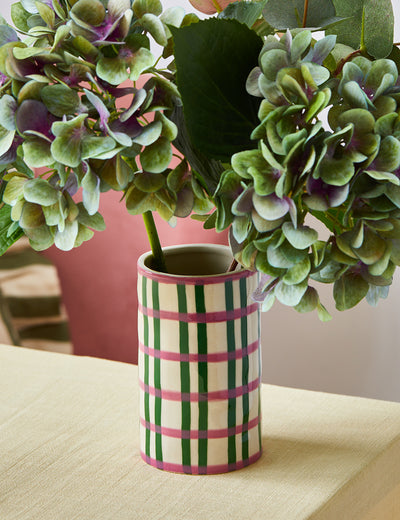 Pink & Green Chequered Vase