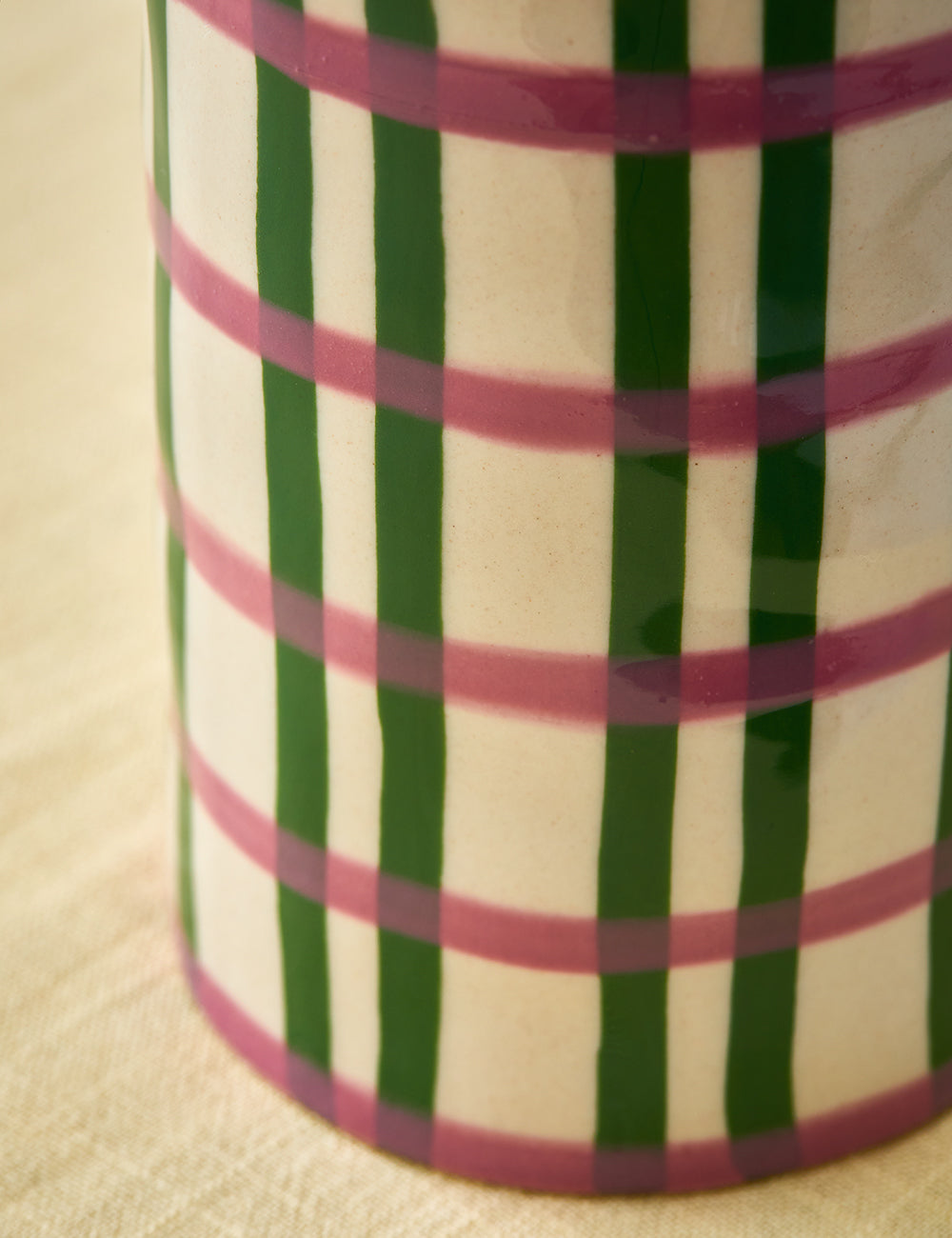 Pink & Green Chequered Vase