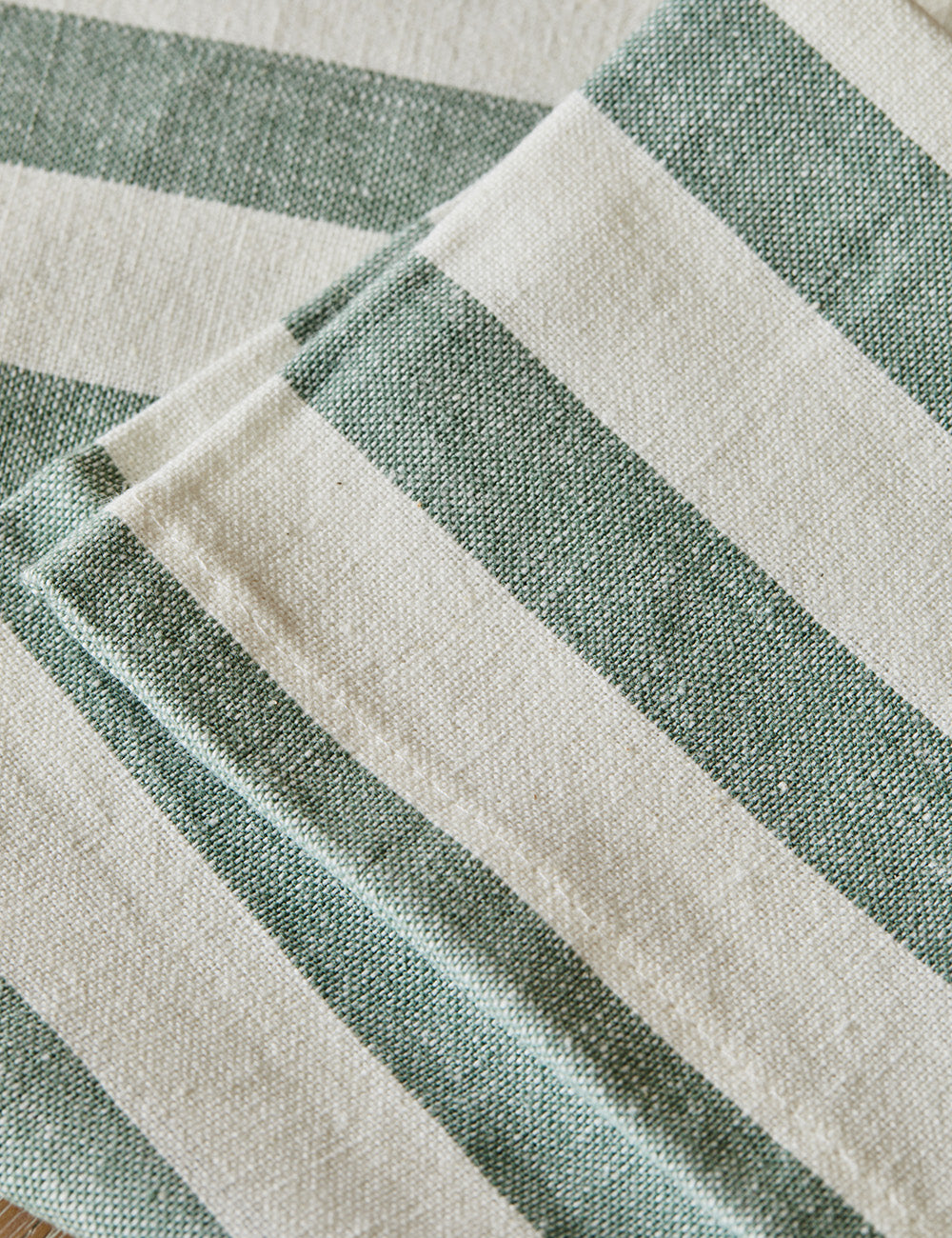 Sage Green Vintage Striped Napkins - Pack of 4