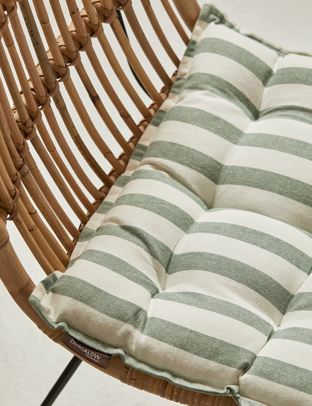 Sage Green Vintage Striped Seat Cushion