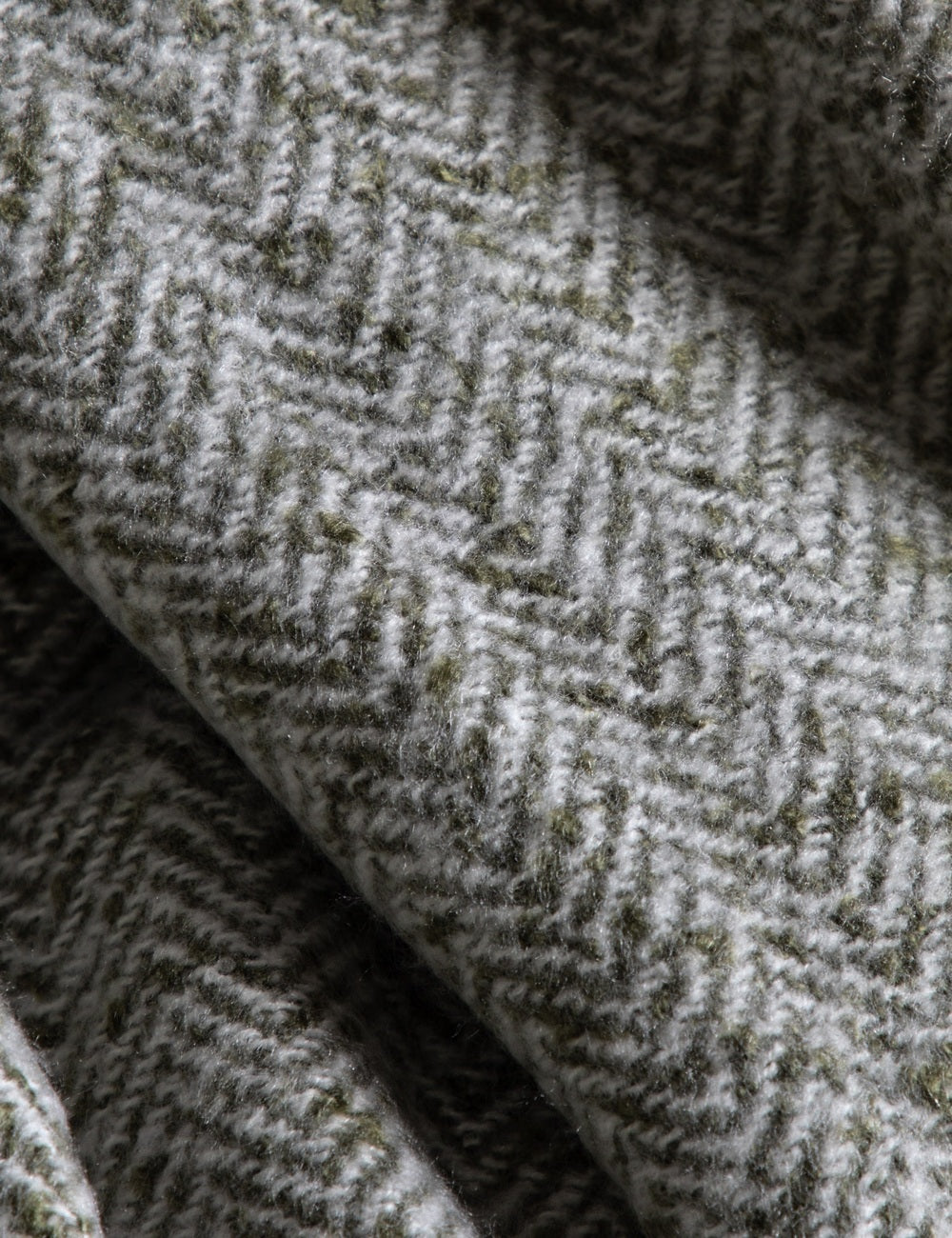 Herringbone Faux Mohair Throw Olive