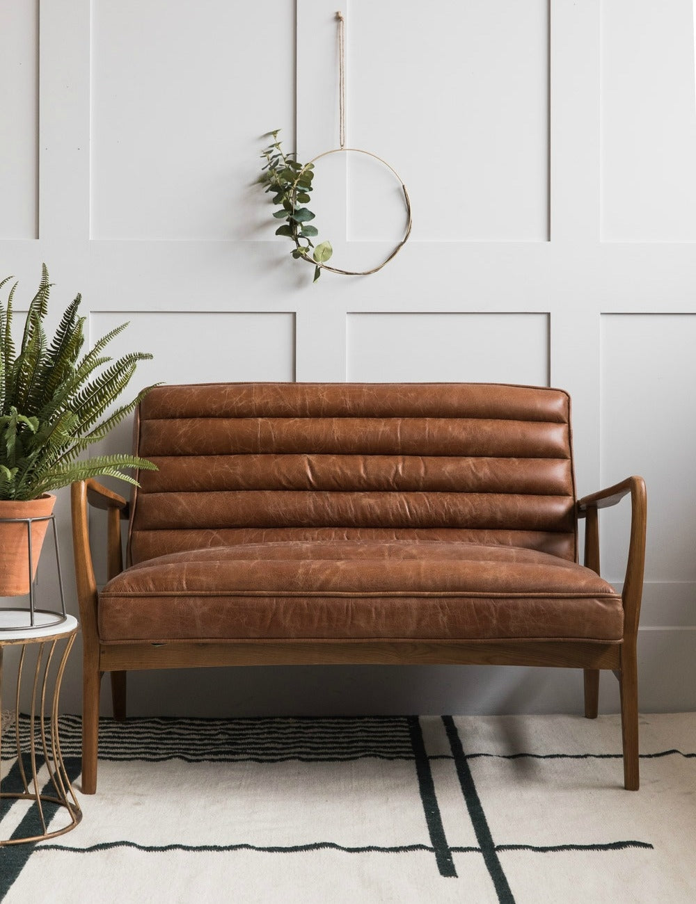 Mid-Century Leather Two Seater
