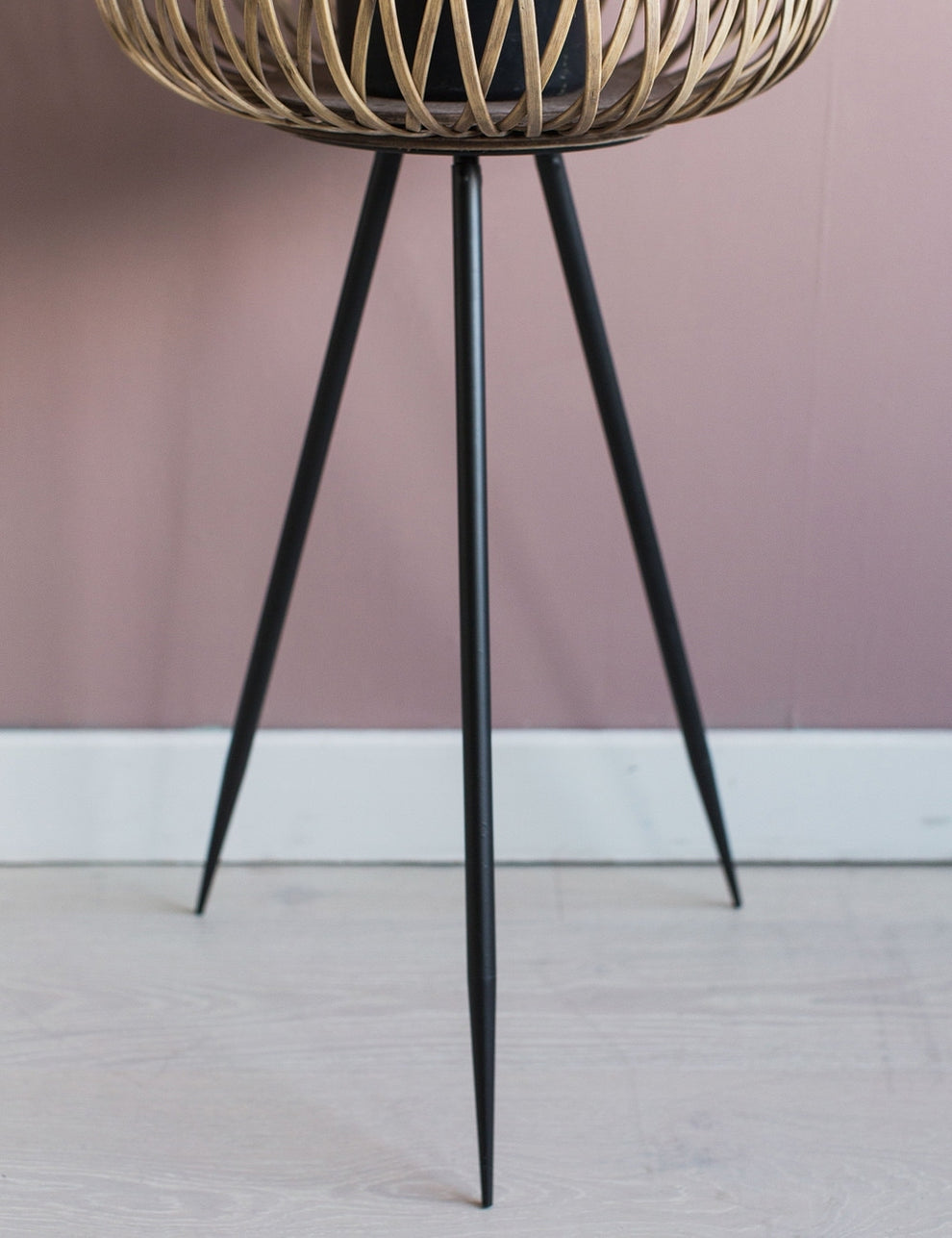 Bamboo Plant Stand with Black Legs