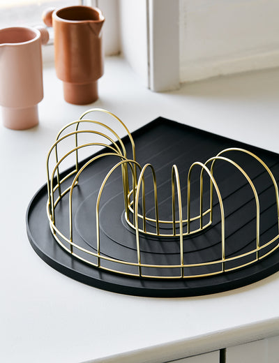 Black Rainbow Dish Tray with Brass Drainer from above