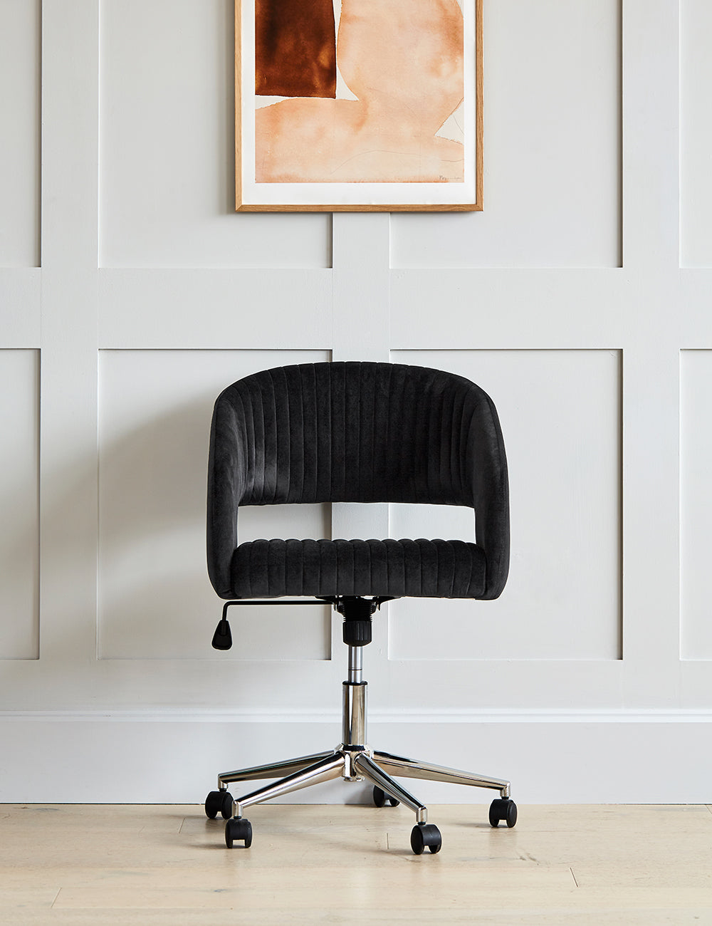 Black Velvet Office Chair - front