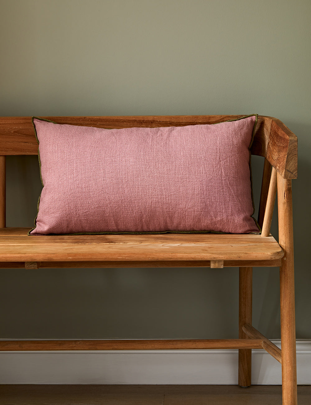 HKliving Pink Cushion with Green Trim