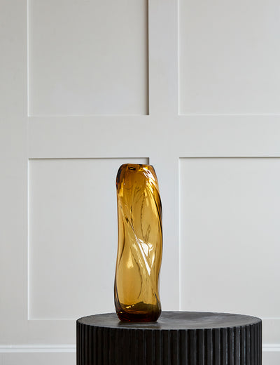 Ferm Living Water Swirl Tall Vase - Yellow empty
