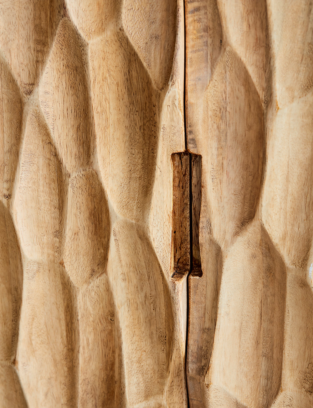 Mango Wood and Brass Textured Cabinet front detail