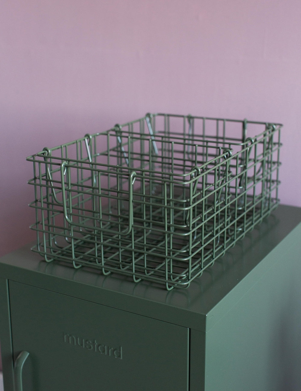 Mustard Made Set of Three Wire Baskets - Olive Green