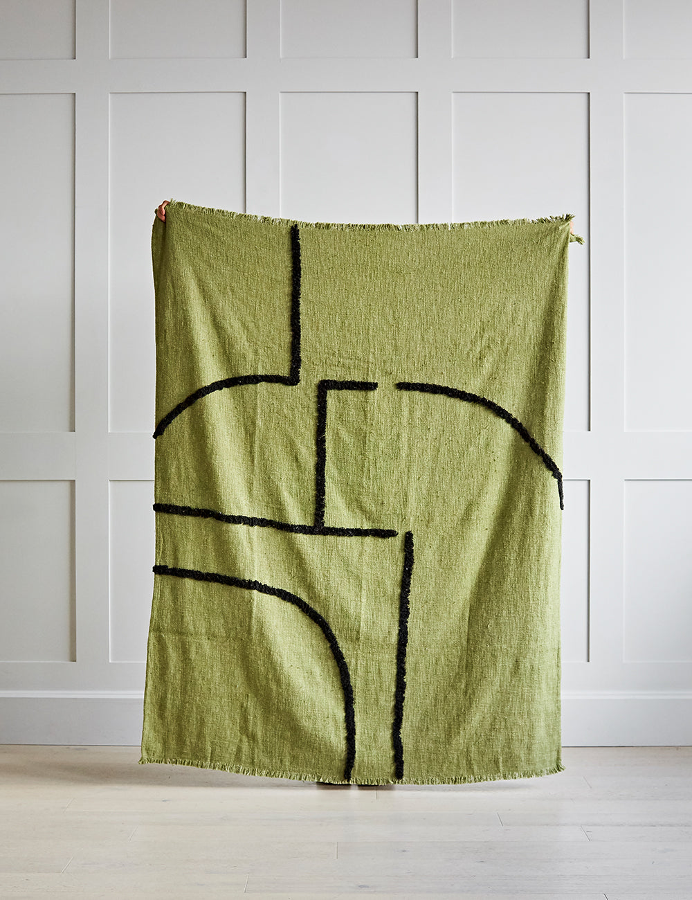 Tufted Pistachio and Black Woven Throw