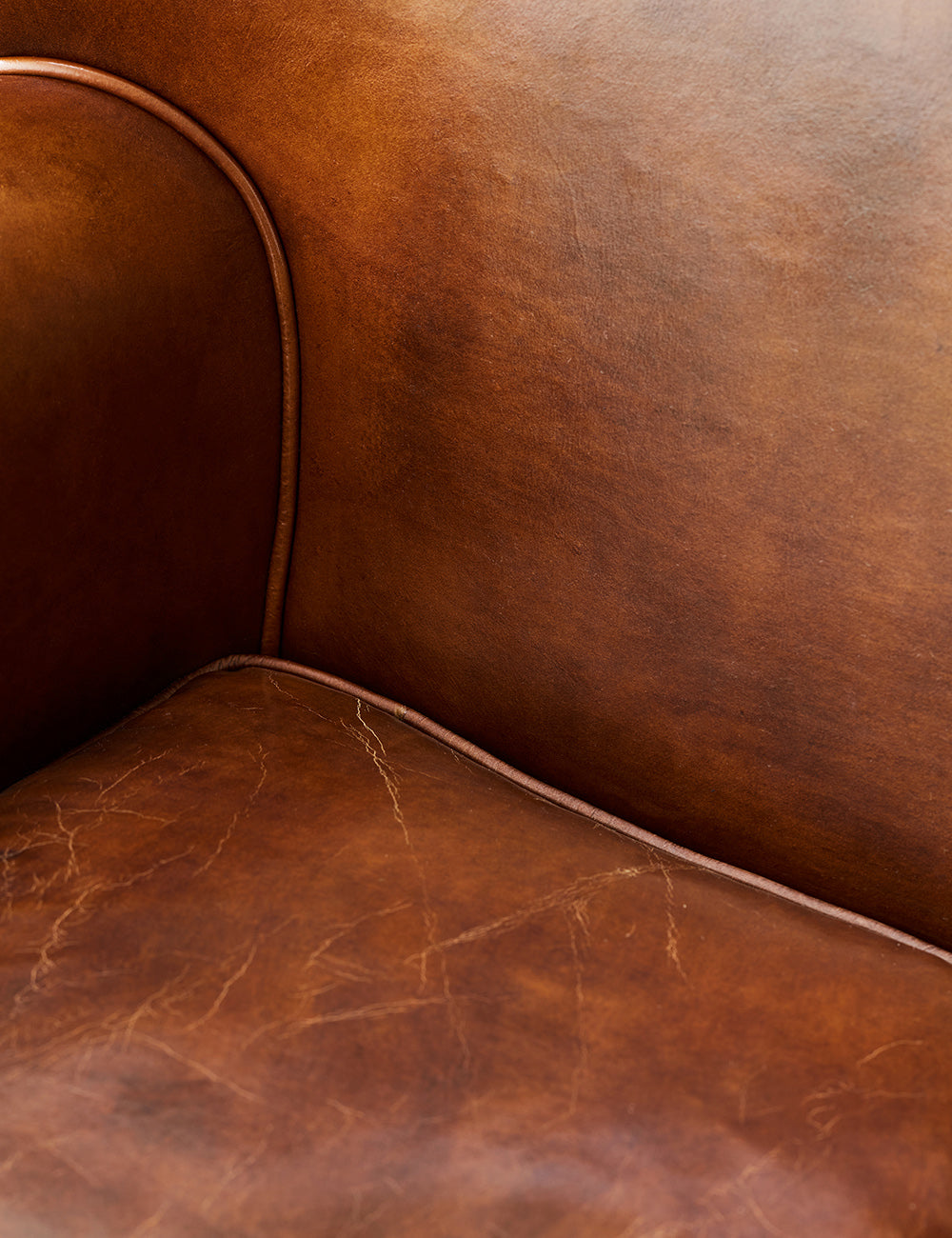 Vintage Leather and Linen Armchair 