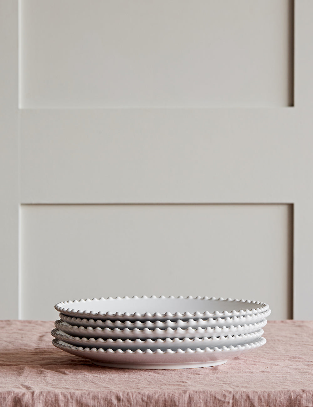 White Pearl Stoneware Dinner Plate Stacked