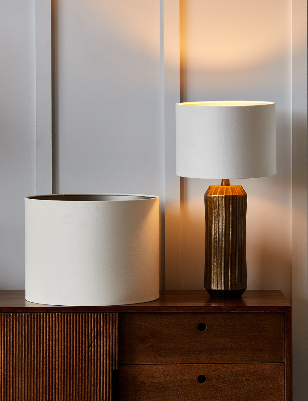 White Velour Lamp Shade - Two Sizes Available