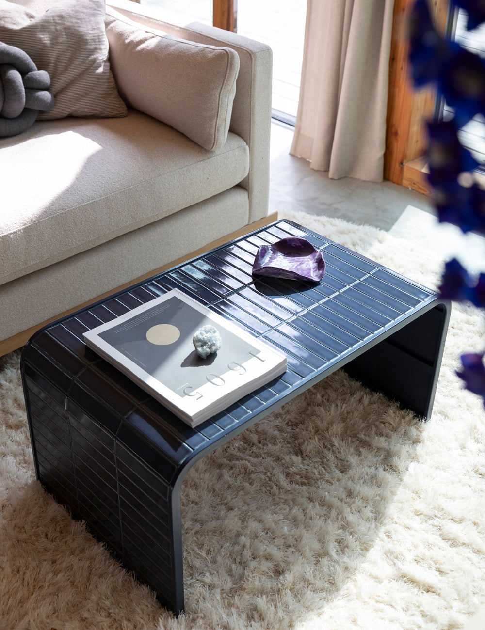 RikRak coffee table with Blue Tiles