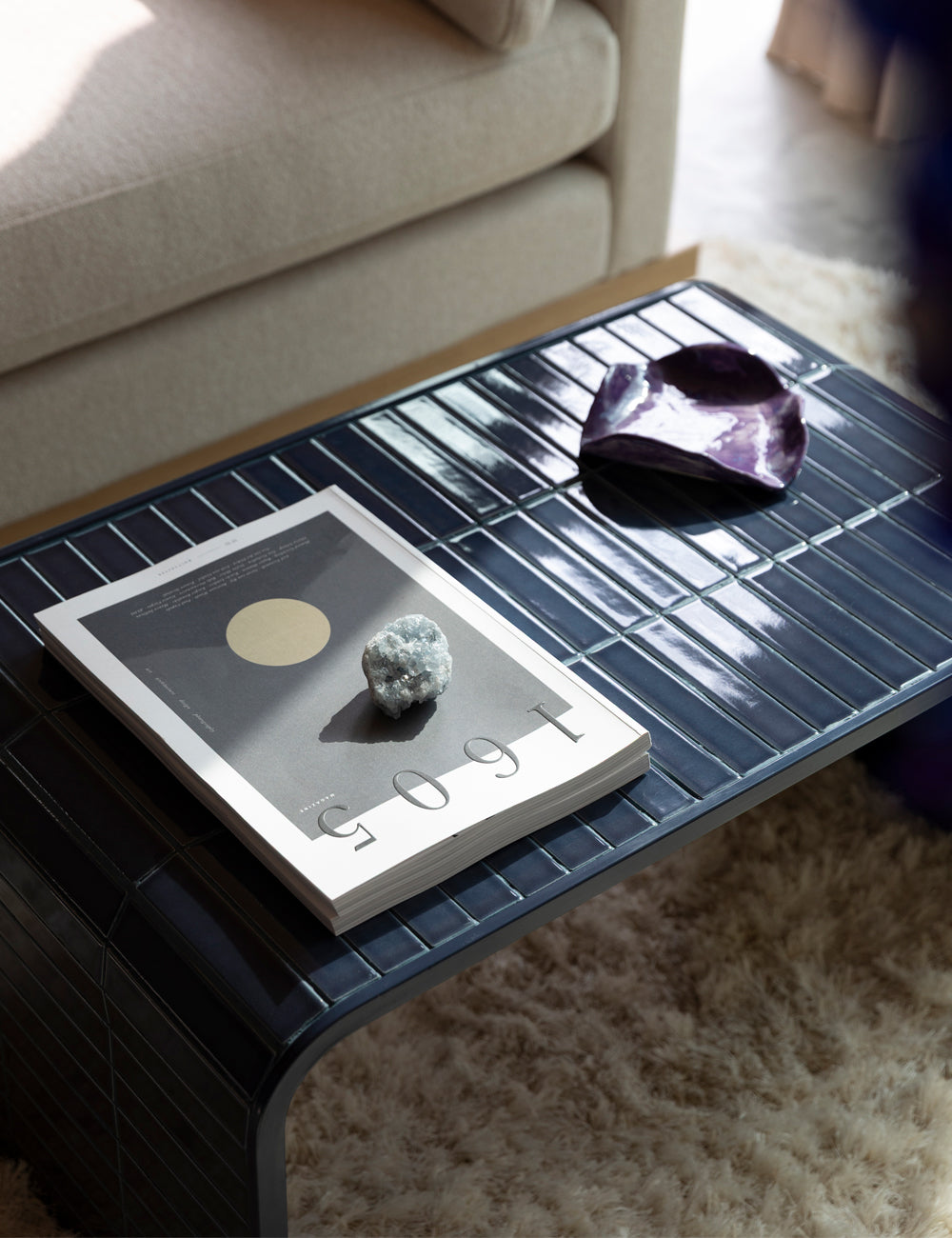 RikRak coffee table with Blue Tiles