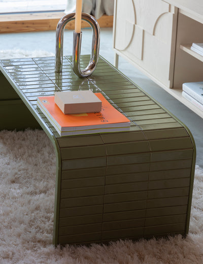 RikRak coffee table with Green Tiles