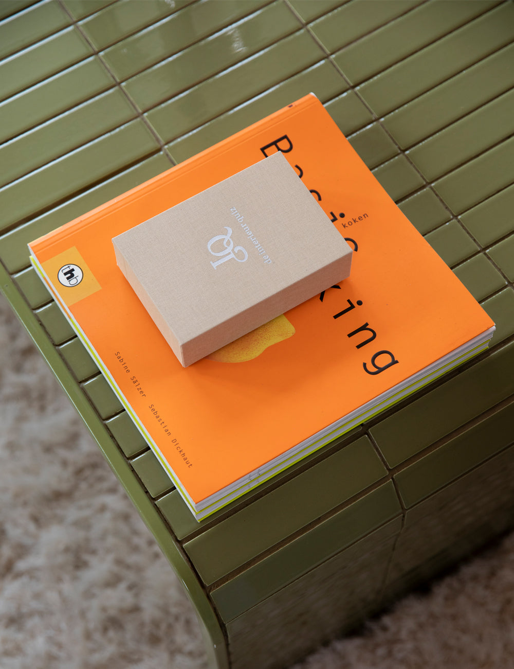 RikRak coffee table with Green Tiles