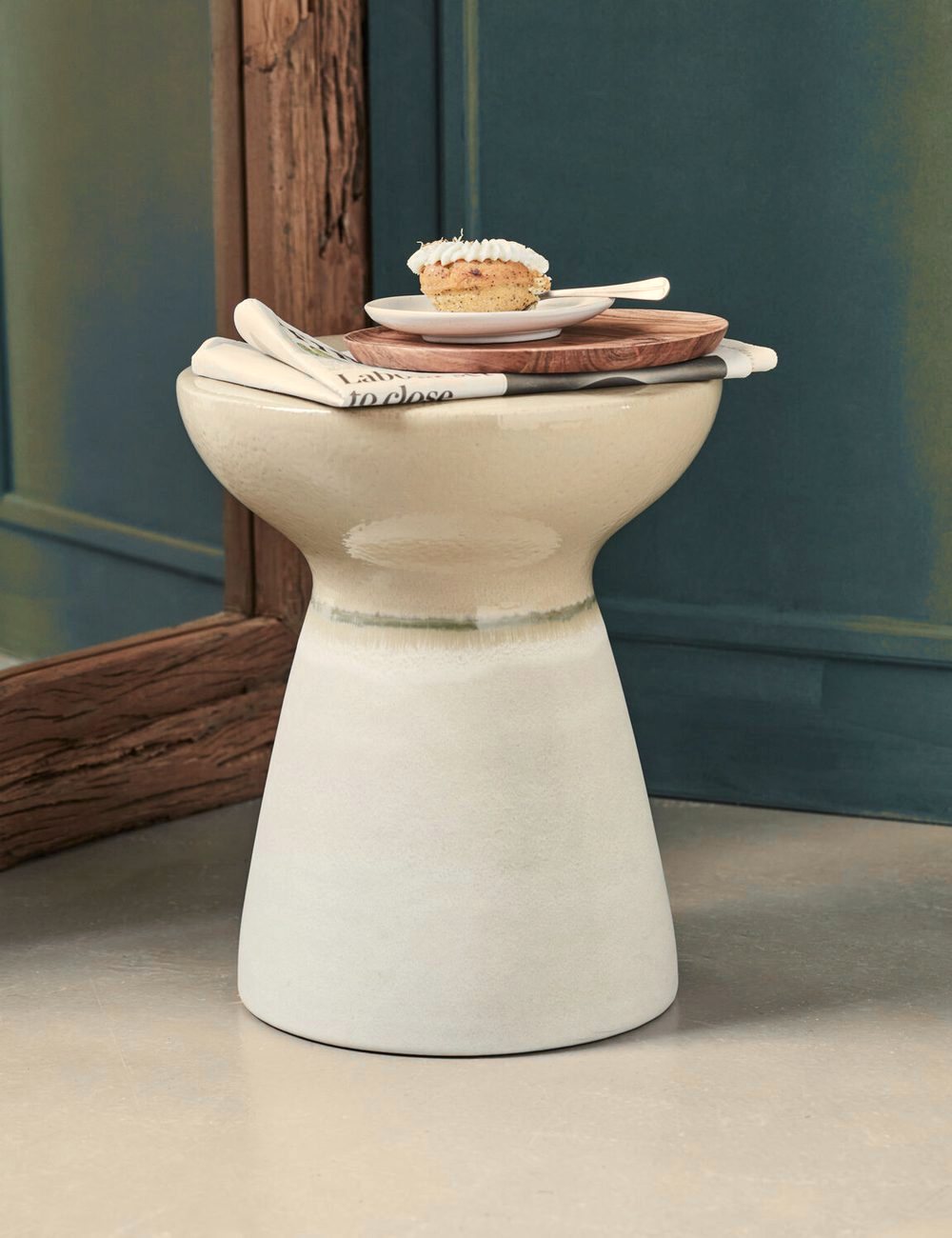 Pablo Sand Side Table in a room setting