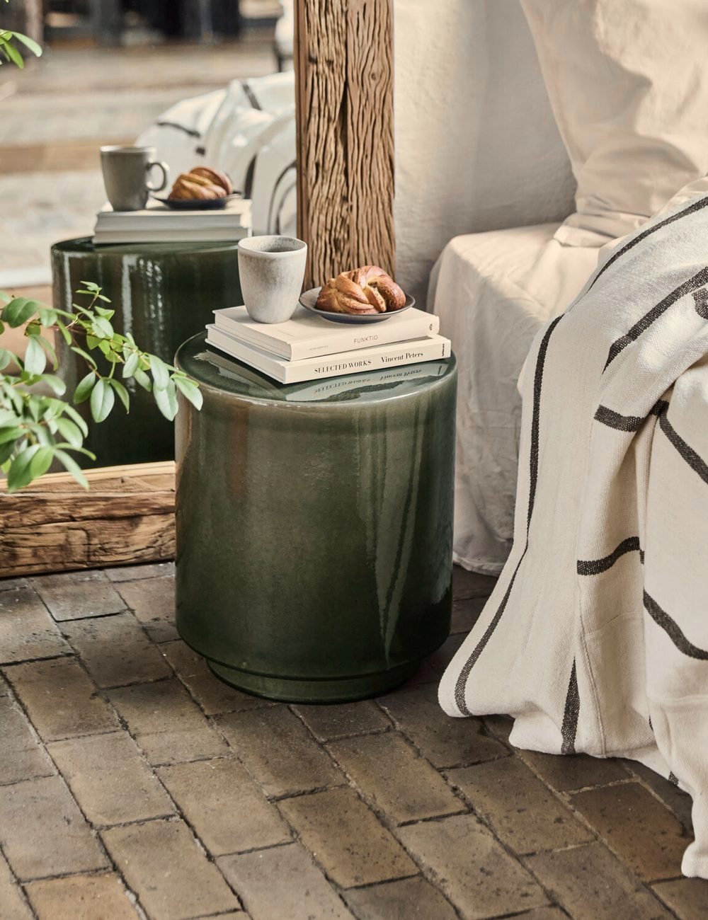Thea Grey Side Table in a room setting