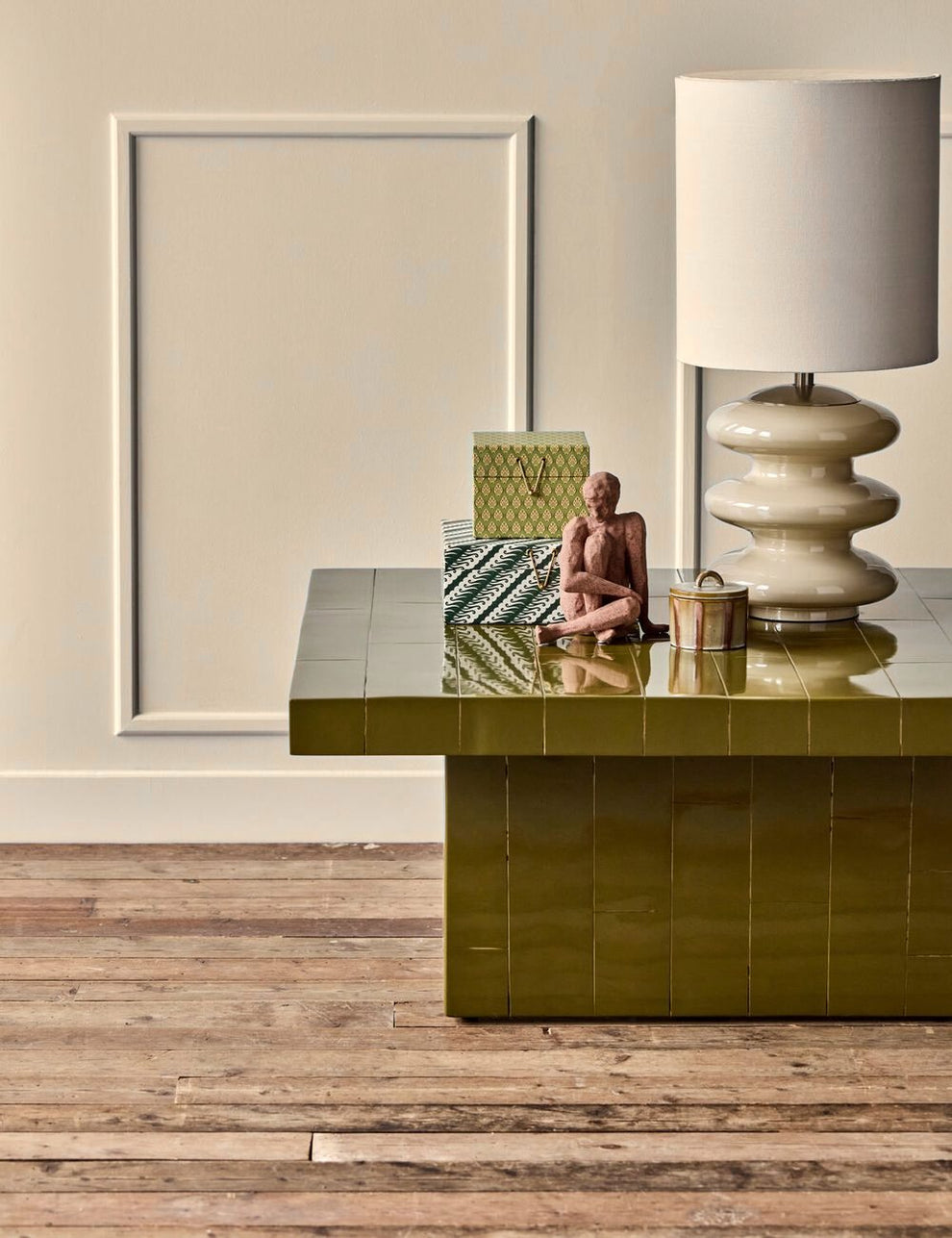 Lisbon Coffee Table - Brick Green in a room setting