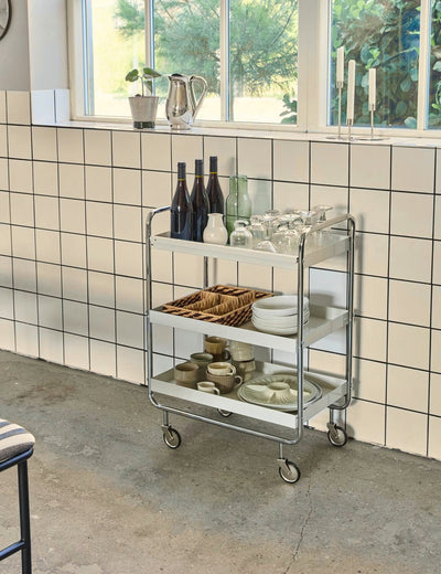 Roll Large Off-white & Chrome Trolley in a room setting