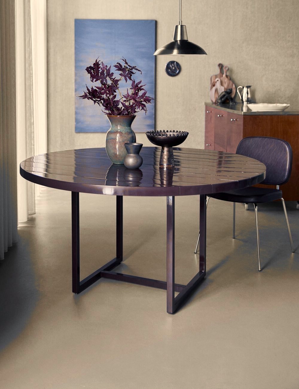 Kant Mulberry Dining Table in a room setting