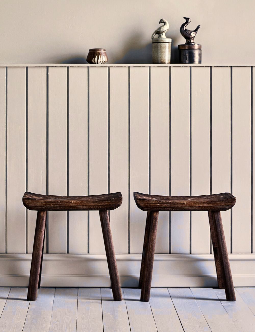 Lane Brown Stool in a room setting