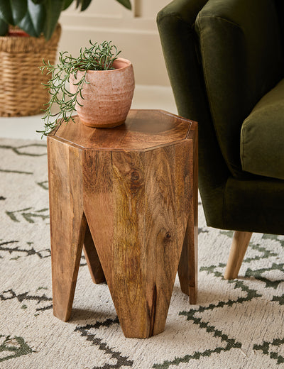 Abstract Wooden Side Table