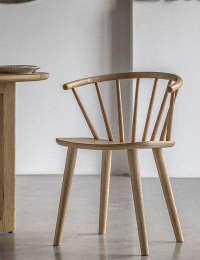 Set of 2 Albie Curved Back Wooden Dining Chair - Natural