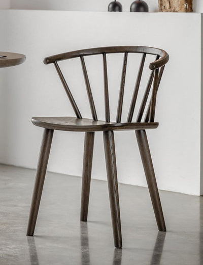 Set of 2 Albie Curved Back Wooden Dining Chair - Smoked