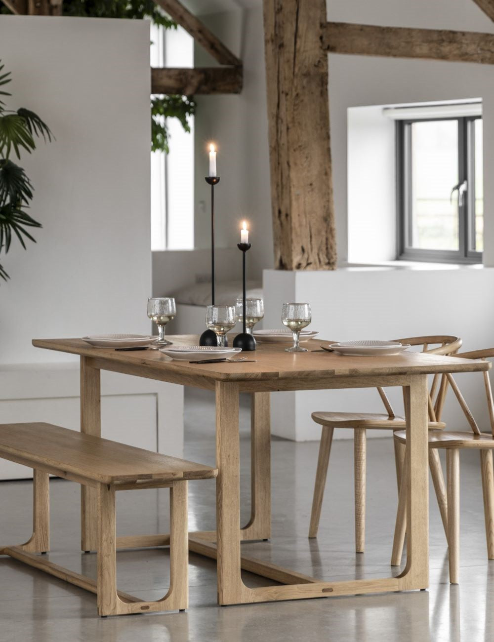 Albie Minimalist Dining Table Natural Rose Grey Rose and Grey
