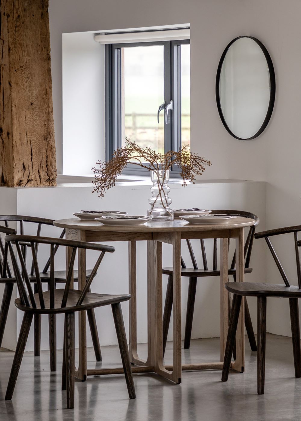 Albie Round Folding Dining Table Smoked
