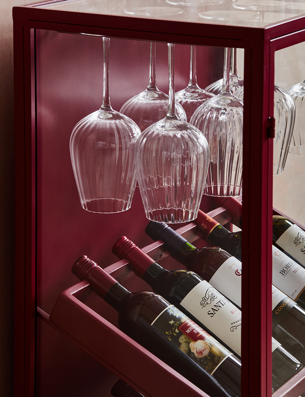 Berry Red Wine Cabinet Rose Grey Rose and Grey
