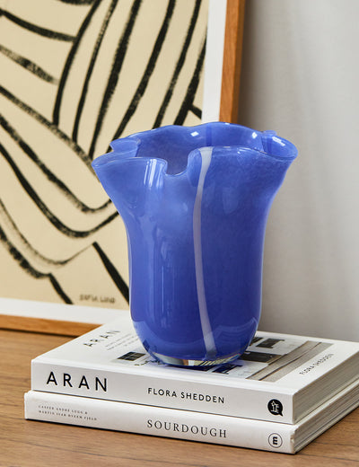 Blue Petal Glass Vase