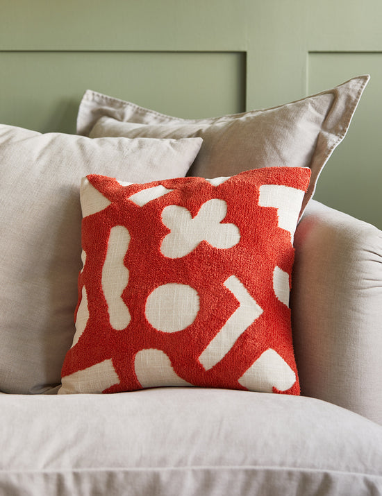Burnt Red Abstract Cushion Rose & Grey Rose and Grey