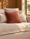 Cotton Velvet Quilted Cushion Rust