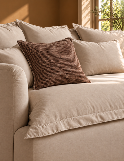 Alder Textured Cushion Brown