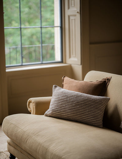 Wells Fine Stripe Cushion in Bracken