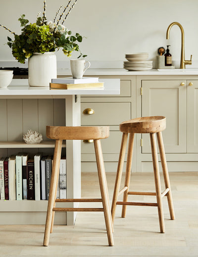 Set of Two Weathered Oak Stools