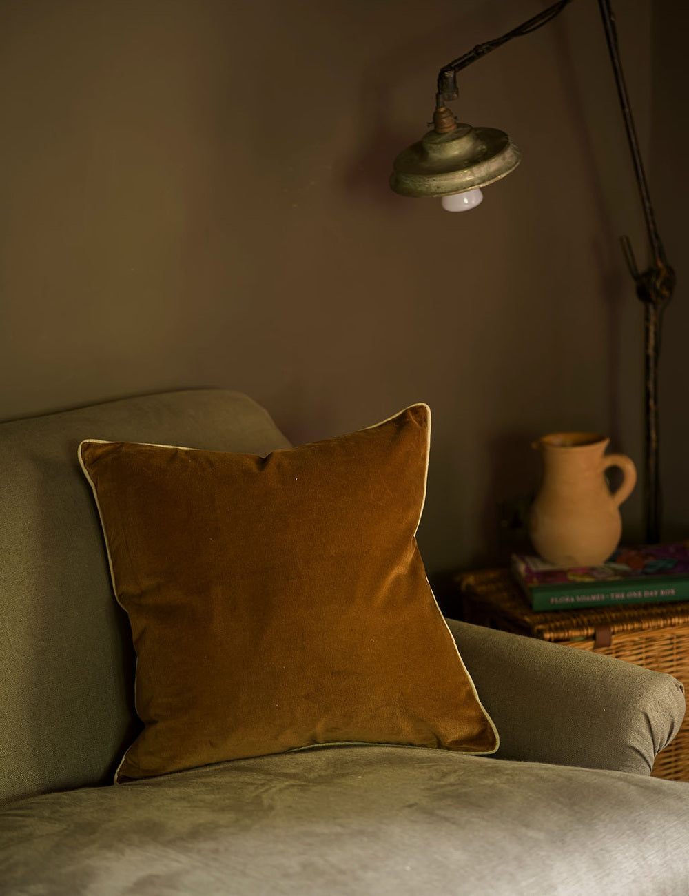 Indian Cotton Velvet Cushion - Ginger 50 x 50