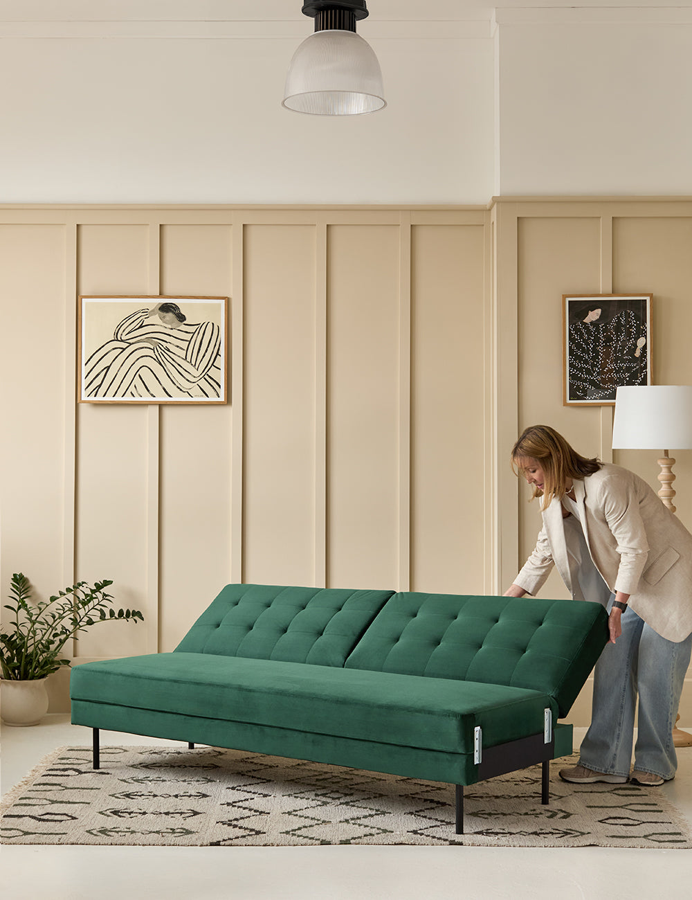 Green Button Stud Sofa Bed Rose Grey Practical Sofa Beds Rose and Grey