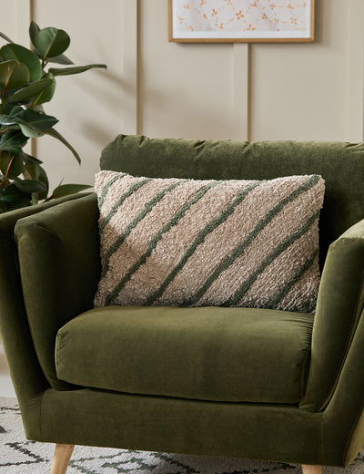 Green & Cream Tufted Cushion Cover