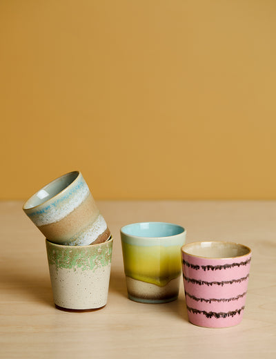 HKLIVING 70's Ceramics Pop Art Coffee Mugs (Set of 4)