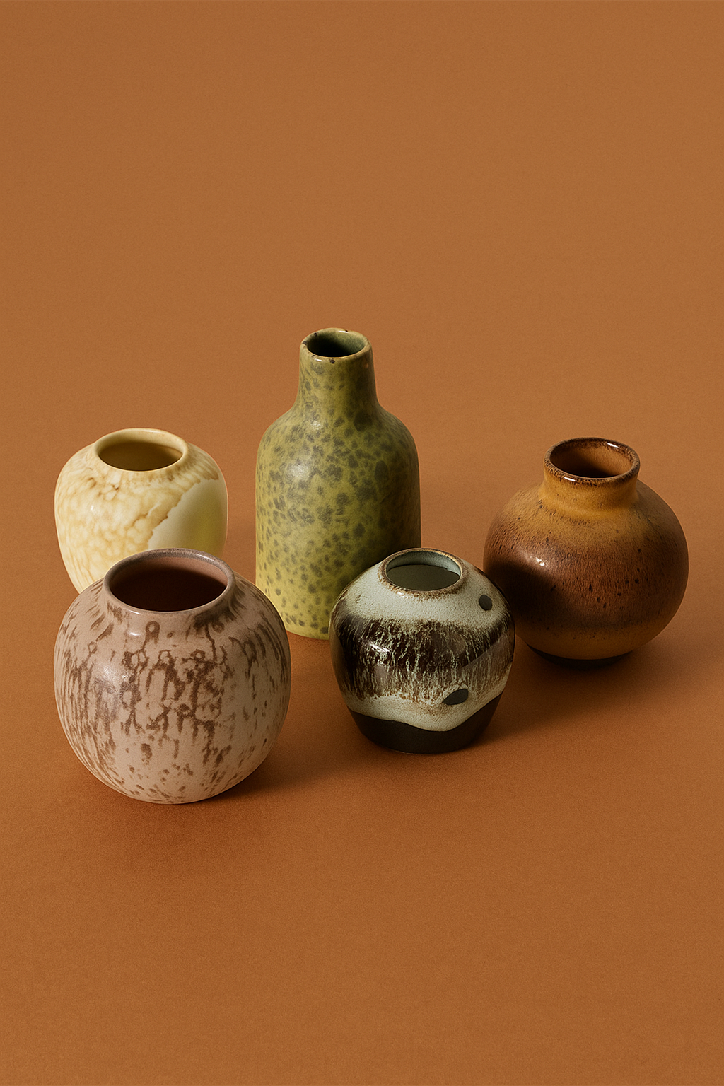 HKLIVING 70's Ceramics Small Vases (Set of 5)