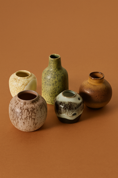 HKLIVING 70's Ceramics Small Vases (Set of 5)