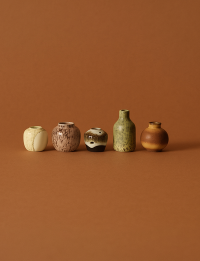 HKLIVING 70's Ceramics Small Vases (Set of 5)
