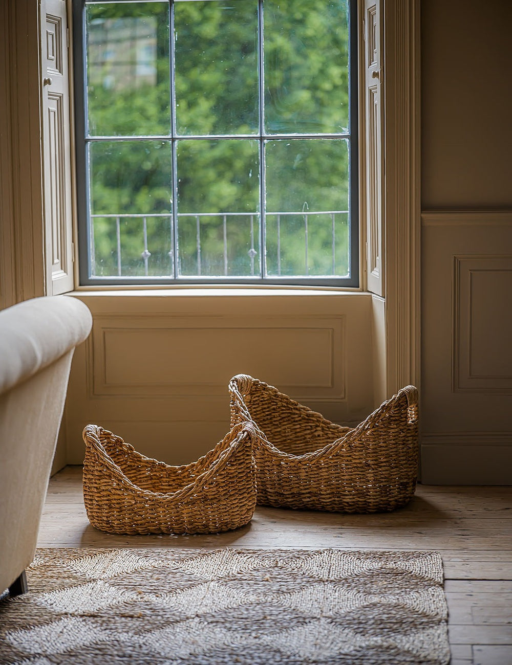 Set of 2 Handwoven Curved Basket